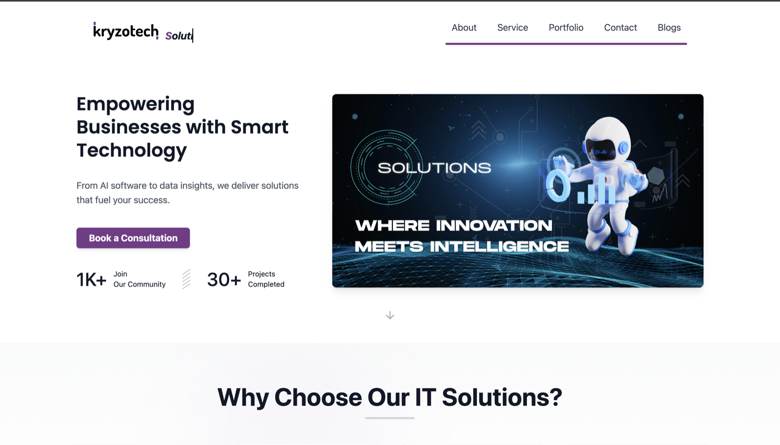 Kryzotech Solutions — the Services Arm, Online — website preview